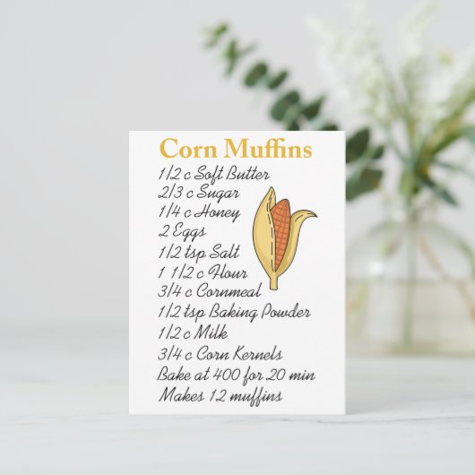 CORN MUFFINS RECIPE BRIEFKAART (Staand voorkant)