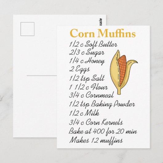 CORN MUFFINS RECIPE BRIEFKAART (Voorkant / Achterkant)