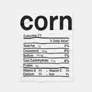 Corn Nutrition Facts Funny Thanksgiving Christmas Fleece Deken