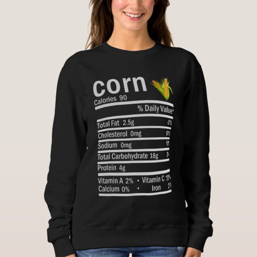 Corn Nutrition Facts Thanksgiving Halloween Costum Trui (Voorkant)