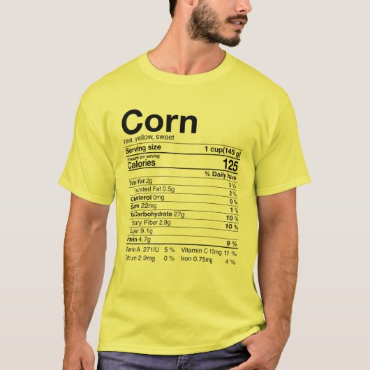 Corn Nutritional Facts Gifts Thanksgiving Costuum  T-shirt (Voorkant)