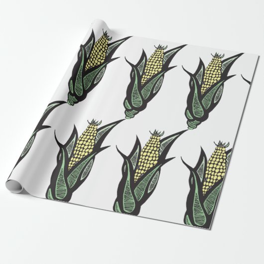 Corn on the Cob Rustic Farmhouse Vegetable Cadeaupapier (Uitgerold)