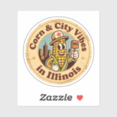 Corn ontmoet Stad_ Illinois Vintage Kunstwerk Sticker (Vel)