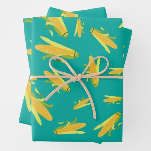 Corn op het cob-patroon inpakpapier vel (In situ)