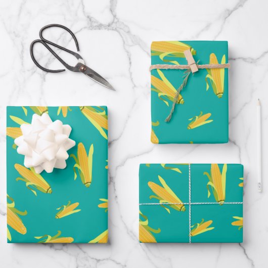 Corn op het cob-patroon inpakpapier vel (Voorkant)