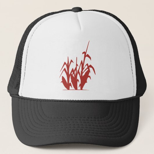 Corn Plant Field Silhouette Red Spring Grow Trucker Pet (Voorkant)