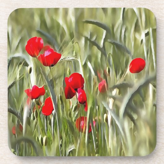 Corn Poppies Bier Onderzetter (Voorkant)