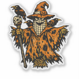 Corn Scarecrow Commander — Halloween Warrior Retro Sticker