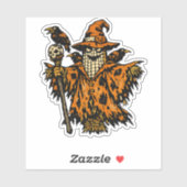 Corn Scarecrow Commander — Halloween Warrior Retro Sticker (Vel)