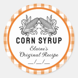 Corn siroop label met sinaasappel geruit ontwerp