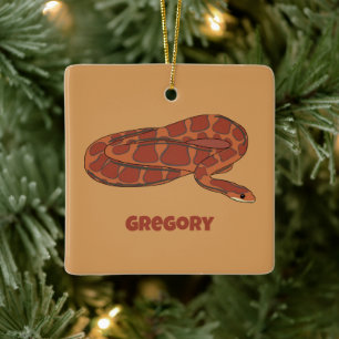 Corn Snake Oranje Red Realistic Personalized Keramisch Ornament