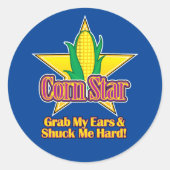 Corn Star Blue BG Ronde Sticker (Voorkant)