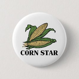 Corn Star Funny Vegetable Pun BBQ Humor Ronde Button 5,7 Cm