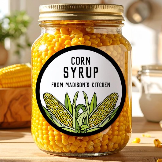 Corn syrup label with two corn cobs