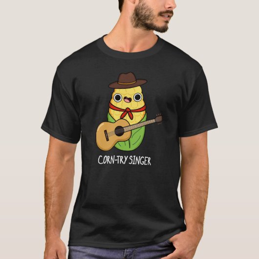 Corn try Singer Funny Corn Pun Dark BG T-shirt (Voorkant)