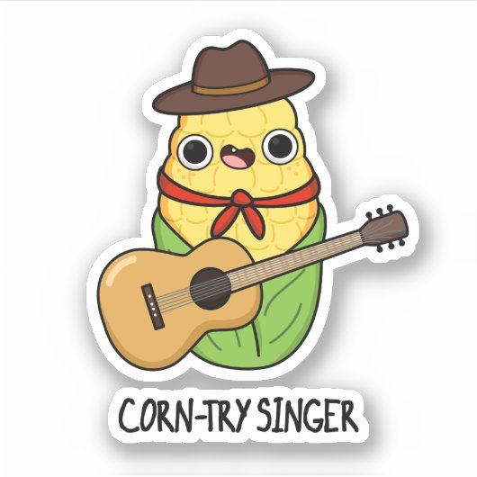 Corn try Singer Funny Corn Pun Sticker (Voorkant)