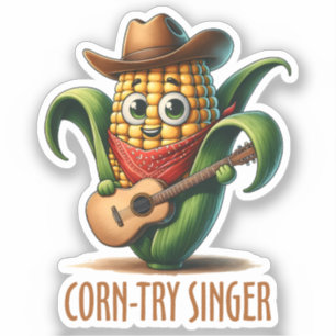 Corn try Singer Funny Corn Pun Sticker