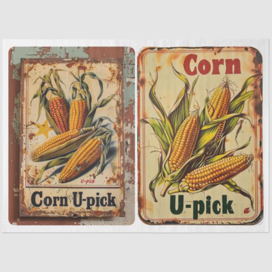 Corn U Pick Sign Tissuepapier (Voorkant)