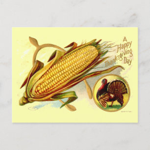  Corn Wishbone & Turkije Thanksgiving Feestdagenkaart