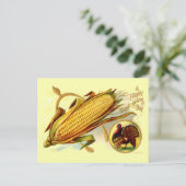 Corn Wishbone & Turkije Thanksgiving Feestdagenkaart (Staand voorkant)