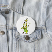 Corn Wizard Character with Magic Wand Ronde Button 7,6 Cm (In situ)
