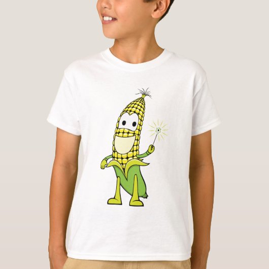 Corn Wizard Character with Magic Wand T-shirt (Voorkant)