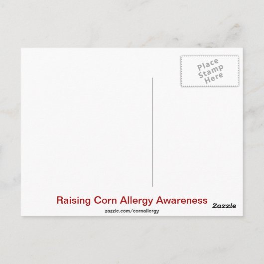 Corn zit in alles - maïsallergenlijst briefkaart (Achterkant)