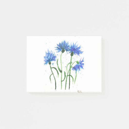 Cornbloemen blauwe bloemen waterverf post-it® notes (Voorkant)