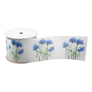 Cornbloemen blauwe bloemen waterverf rotsachtig satijnen lint