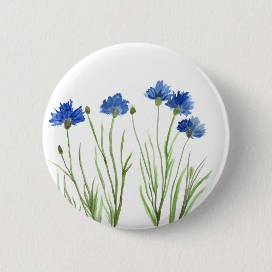Cornbloemen blauwe bloemen waterverf wilde bloemen ronde button 5,7 cm (Voorkant)