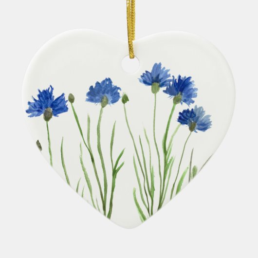 Cornbloemen blauwe waterverf roestvrij keramisch ornament (Voorkant)