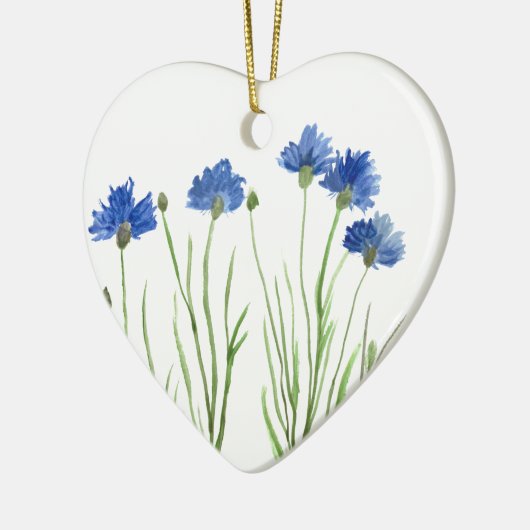 Cornbloemen blauwe waterverf roestvrij keramisch ornament (Links)