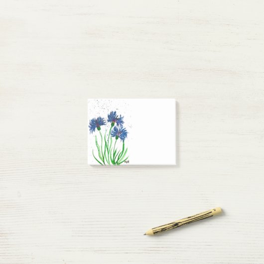 Cornbloemen Blauwe waterverf Rustic Chic Po Post-it® Notes (Op bureau)