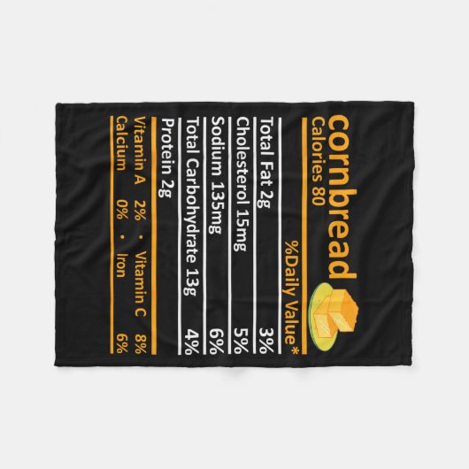 Cornbread Nutrition Food Thanksgiving Costume Chri Fleece Deken (Voorkant (Horizontaal))