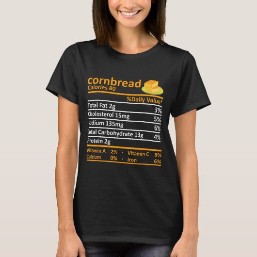 Cornbread Nutrition Food Thanksgiving Costume Chri T-shirt (Voorkant)