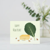 CornBrood Black Eye Peas Collard Greens Nieuwe jar Feestdagenkaart (Staand voorkant)