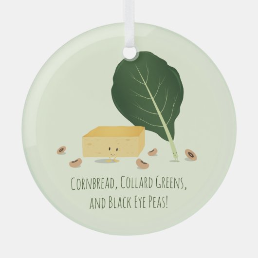 CornBrood Collard Greens Black Eye Peas Food Glas Ornament (Voorkant)