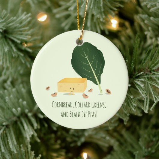 CornBrood Collard Greens Black Eye Peas Food Keramisch Ornament (Boom)