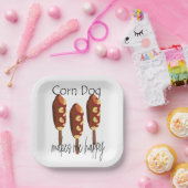 Corndog maakt me blij feest papieren bordje (Feest)