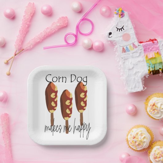 Corndog maakt me blij feest papieren bordje (Feest)