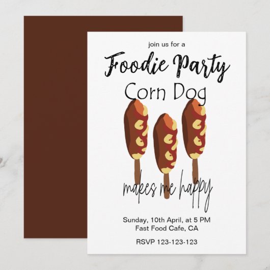 Corndog maakt me blij Foodie Party Kaart (Voorkant / Achterkant)