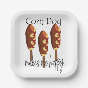 Corndog Maakt Me Gelukkig Feestje Papieren Bordje