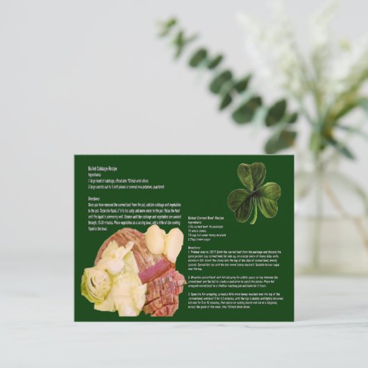 Corned Beef and Cabbage Recipe Briefkaart (Staand voorkant)