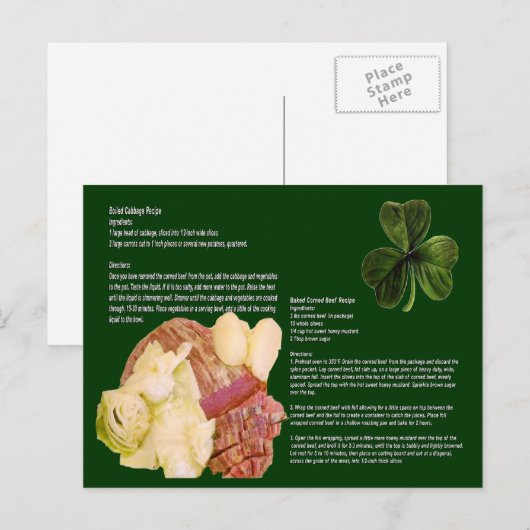 Corned Beef and Cabbage Recipe Briefkaart (Voorkant / Achterkant)