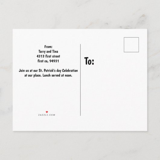 Corned beef kool en wortelen uitnodiging briefkaart (Achterkant)