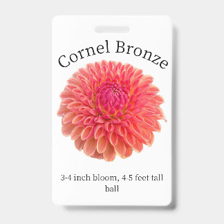 Cornel Bronze Dahlia ID-badge Badge