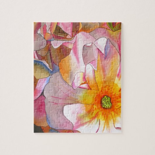 Cornelia pastel roze roze roze waterverf kunst legpuzzel (Verticaal)