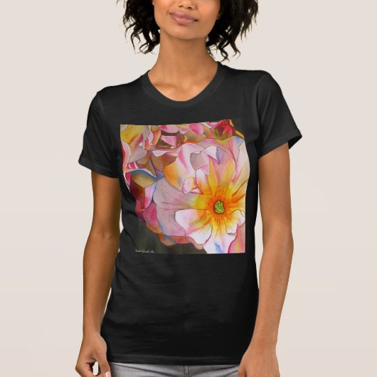 Cornelia pastel roze roze roze waterverf kunst t-shirt (Voorkant)