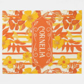 Cornelia Vibrant Geel en Sinaasappel Bloemen Fleece Deken (Voorkant (Horizontaal))