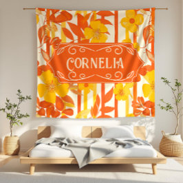 Cornelia Vibrant Geel en Sinaasappel Bloemen Fleece Deken